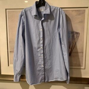 Salvatore Ferragamo Blue Patterned Button-Down Shirt